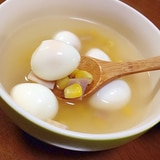 うずらの卵とハムのスープ